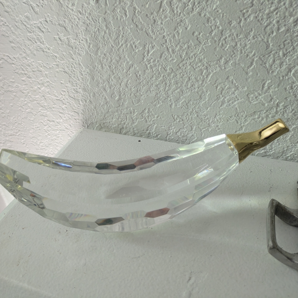 Elegant Crystal Banana with Gold Accent
